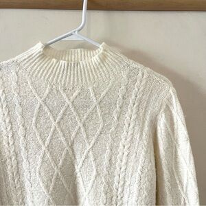 Brandy Melville cableknit mockneck white sweater